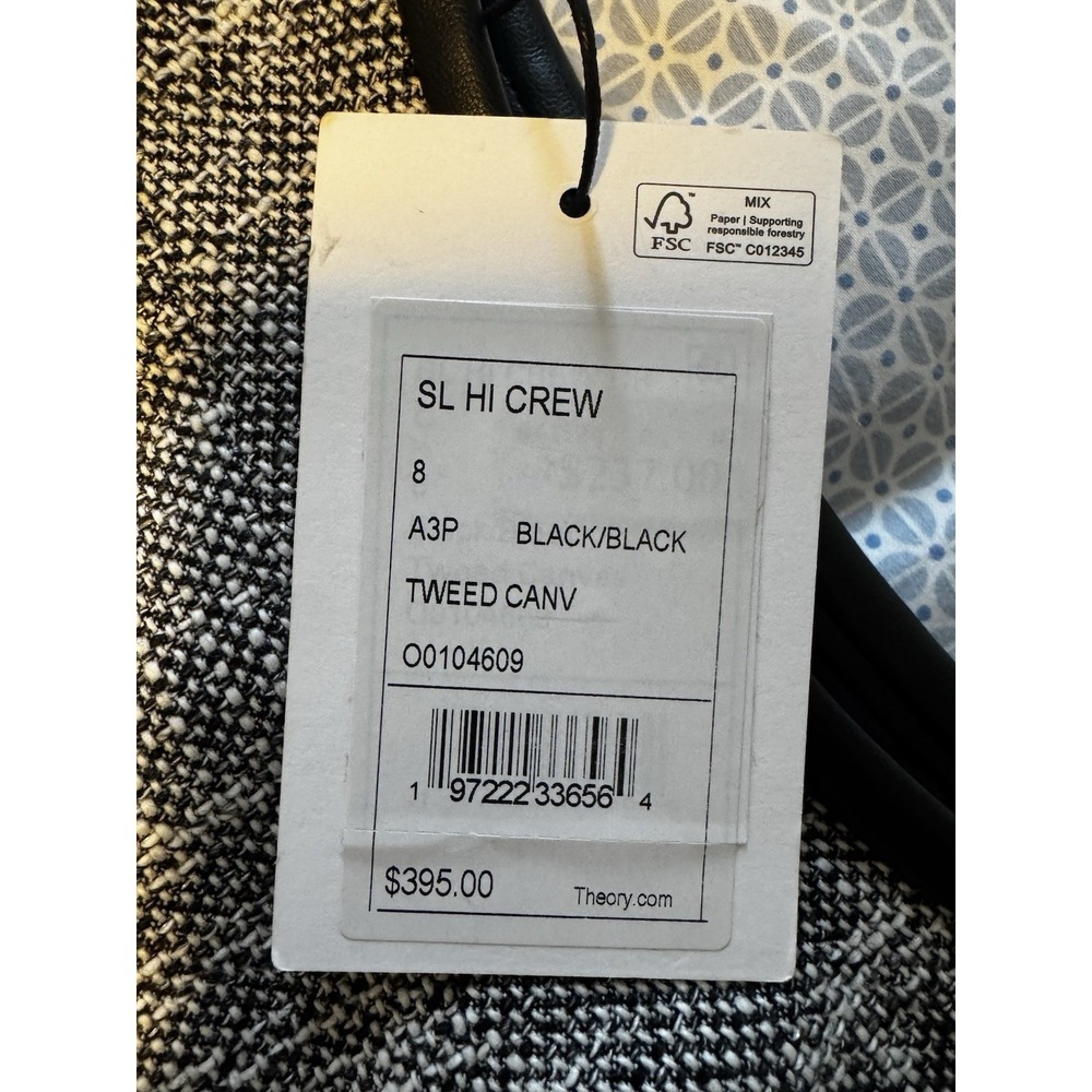 Theory Sleeveless Hi Crew Neck Dress Size 8 Black Tweed Canvas Mini $395 Retail - Picture 9 of 9